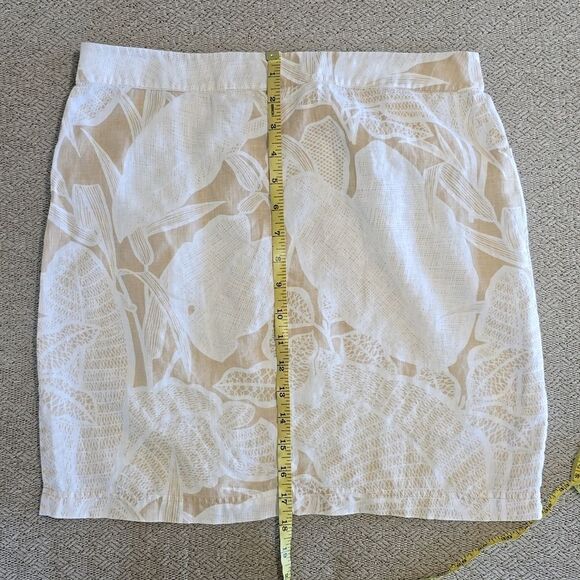 Tommy Bahama Tan and Cream Floral Hawaiian Linen Skirt - Size 4 - Picture 10 of 13